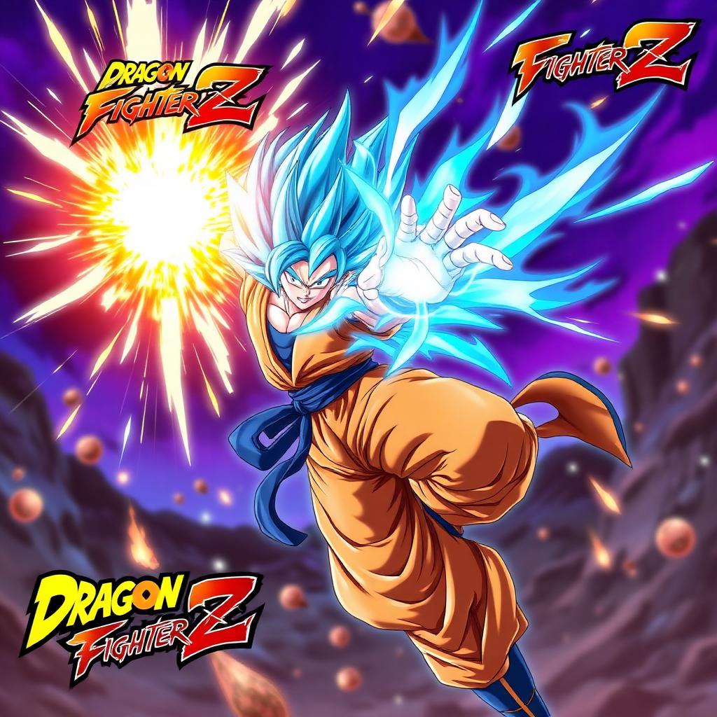 Dragon Ball FighterZ key art — Goku firing kamehameha at Vegeta